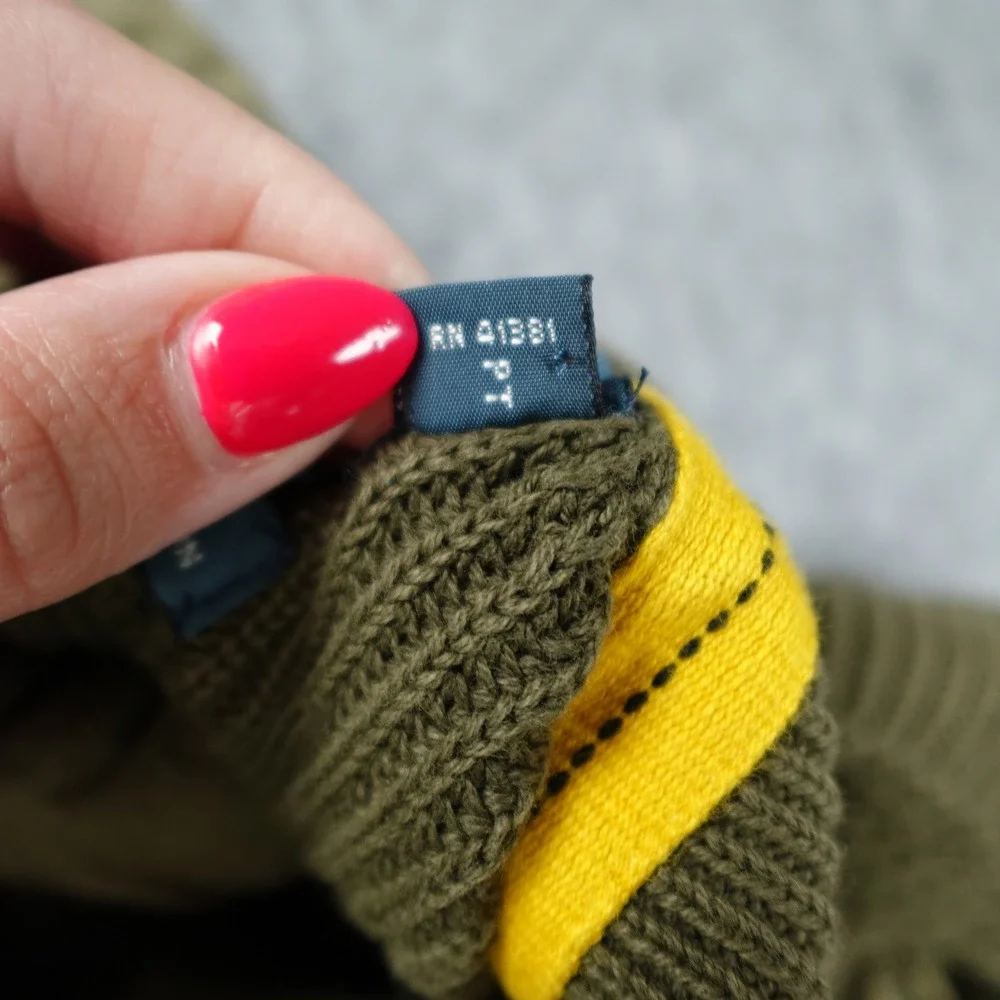 Polo Ralph Lauren Sweater Mens Medium Army Green Military Utility Chunky Shawl